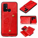 For Vivo Z6 PU + TPU Shockproof Magnetic Protective Case with Card Slots(Red)
