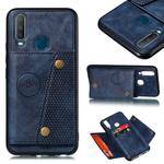 For Huawei Y7p 2020 PU + TPU Shockproof Magnetic Protective Case with Card Slots(Blue)