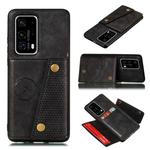 For Huawei P40 Pro PU + TPU Shockproof Magnetic Protective Case with Card Slots(Black)