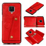 For Xiaomi Redmi Note 9 Pro PU + TPU Shockproof Magnetic Protective Case with Card Slots(Red)