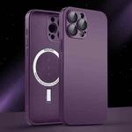 For iPhone 14 AG Glass MagSafe Magnetic Phone Case(Dark Purple)