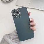 For iPhone 14 Pro Skin Frosted Tempered Glass Phone Case(Dark Green)