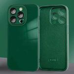 For iPhone 14 9D Tempered Glass Phone Case(Dark Green)