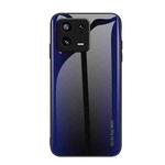 For Xiaomi 13 Texture Gradient Glass TPU Phone Case(Dark Blue)