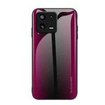 For Xiaomi 13 Texture Gradient Glass TPU Phone Case(Rose Red)