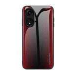 For OPPO A1 Pro Texture Gradient Glass TPU Phone Case(Red)