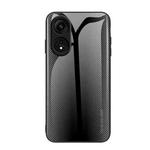 For OPPO A1 Pro Texture Gradient Glass TPU Phone Case(Black)