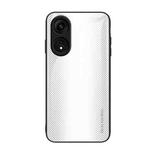 For OPPO A1 Pro Texture Gradient Glass TPU Phone Case(White)