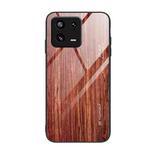 For Xiaomi 13 Pro Wood Grain Glass TPU Phone Case(Coffee)