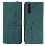 For Samsung Galaxy A54 5G Skin Feel Heart Embossed Leather Phone Case(Green)