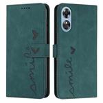 For OPPO A17 Skin Feel Heart Embossed Leather Phone Case(Green)