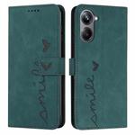 For Realme 10 4G Skin Feel Heart Embossed Leather Phone Case(Green)