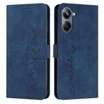 For Realme 10 4G Skin Feel Heart Embossed Leather Phone Case(Blue)
