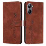 For Realme 10 4G Skin Feel Heart Embossed Leather Phone Case(Brown)