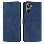 For Realme 10 Pro Skin Feel Heart Embossed Leather Phone Case(Blue)