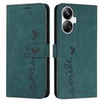 For Realme 10 Pro+ Skin Feel Heart Embossed Leather Phone Case(Green)