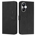 For Realme 10 Pro+ Skin Feel Heart Embossed Leather Phone Case(Black)