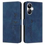 For Realme 10 Pro+ Skin Feel Heart Embossed Leather Phone Case(Blue)