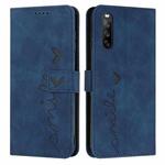 For Sony Xperia 10 IV Skin Feel Heart Embossed Leather Phone Case(Blue)