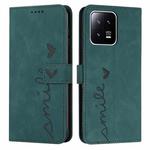 For Xiaomi 13 Skin Feel Heart Embossed Leather Phone Case(Green)