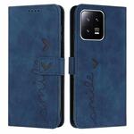 For Xiaomi 13 Skin Feel Heart Embossed Leather Phone Case(Blue)