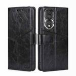 For Honor 80 Geometric Stitching Horizontal Flip Leather Phone Case(Black)