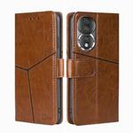 For Honor 80 Geometric Stitching Horizontal Flip Leather Phone Case(Light Brown)