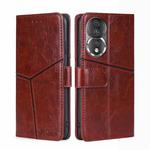 For Honor 80 Geometric Stitching Horizontal Flip Leather Phone Case(Dark Brown)