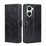 For Huawei nova 10 SE Geometric Stitching Horizontal Flip Leather Phone Case(Black)