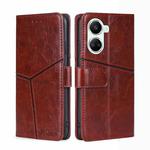 For Huawei nova 10 SE Geometric Stitching Horizontal Flip Leather Phone Case(Dark Brown)