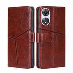 For OPPO A58 5G Geometric Stitching Horizontal Flip Leather Phone Case(Dark Brown)