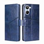 For Realme 10 4G Geometric Stitching Horizontal Flip Leather Phone Case(Blue)