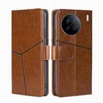 For vivo X90 Geometric Stitching Horizontal Flip Leather Phone Case(Light Brown)