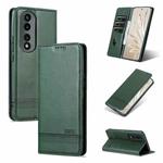 For Honor 80 AZNS Magnetic Calf Texture Leather Phone Case(Dark Green)