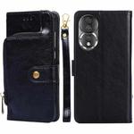 For Honor 80 Zipper Bag Leather Phone Case(Black)