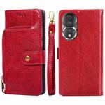 For Honor 80 Zipper Bag Leather Phone Case(Red)