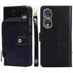 For Honor 80 Pro Zipper Bag Leather Phone Case(Black)