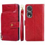 For Honor 80 Pro Zipper Bag Leather Phone Case(Red)