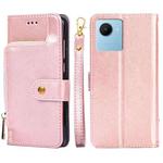 For Realme C30s Zipper Bag Leather Phone Case(Rose Gold)