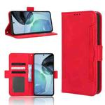 For Motorola Moto G72 4G Skin Feel Calf Texture Card Slots Leather Phone Case(Red)