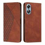 For OPPO A17 Diamond Splicing Skin Feel Magnetic Leather Phone Case(Brown)
