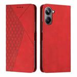 For Realme 10 4G Diamond Splicing Skin Feel Magnetic Leather Phone Case(Red)