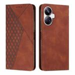 For Realme 10 Pro+ Diamond Splicing Skin Feel Magnetic Leather Phone Case(Brown)