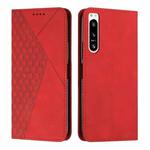For Sony Xperia 5 IV Diamond Splicing Skin Feel Magnetic Leather Phone Case(Red)