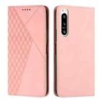 For Sony Xperia 5 IV Diamond Splicing Skin Feel Magnetic Leather Phone Case(Rose Gold)