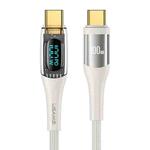 USAMS Type-C to Type-C PD100W Aluminum Alloy Transparent Digital Display Fast Charge Data Cable, Cable Length:2m(Beige)