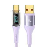 USAMS USB to Type-C 66W Aluminum Alloy Transparent Digital Display Fast Charge Data Cable, Cable Length:1.2m(Purple)