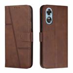 For OPPO A17 Stitching Calf Texture Buckle Leather Phone Case(Brown)