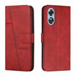 For OPPO A17 Stitching Calf Texture Buckle Leather Phone Case(Red)