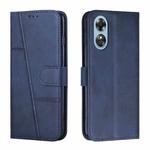 For OPPO A17 Stitching Calf Texture Buckle Leather Phone Case(Blue)